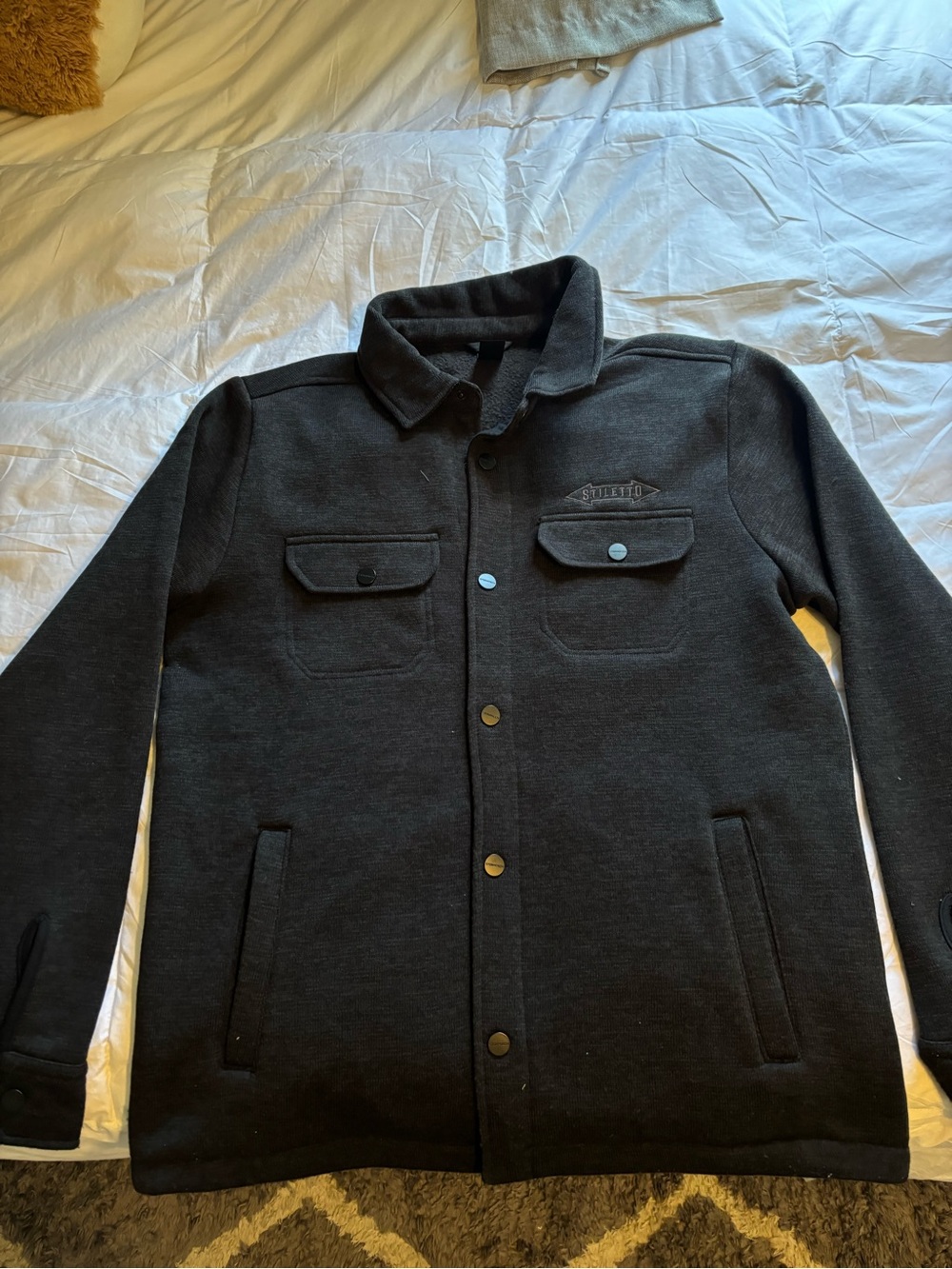Men's Charcoal Button-Front Shirt Jacket
